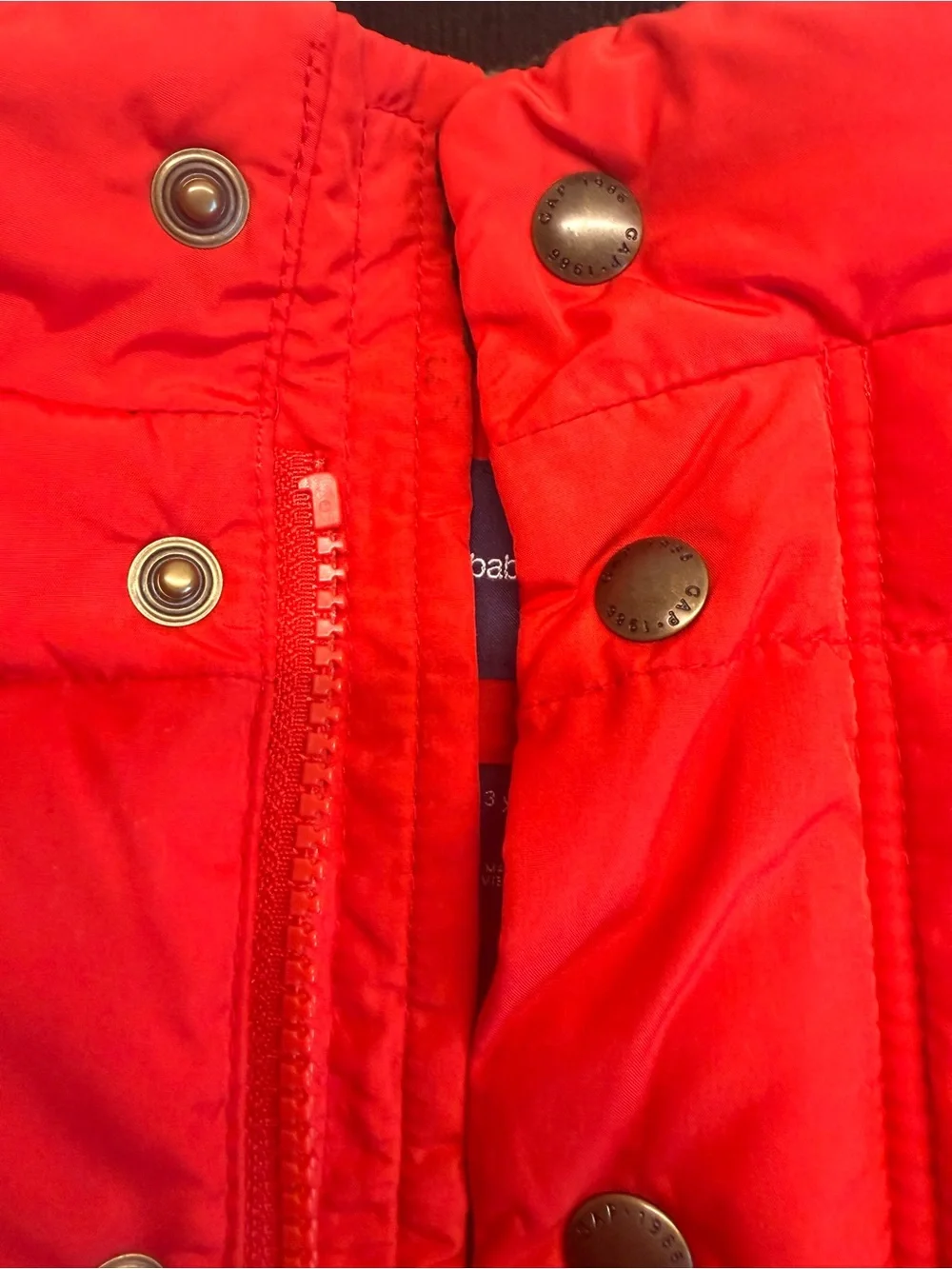 Baby Gap Red Puffer Vest 3T Plaid Lined Zip & Snap Front Toddler Boys